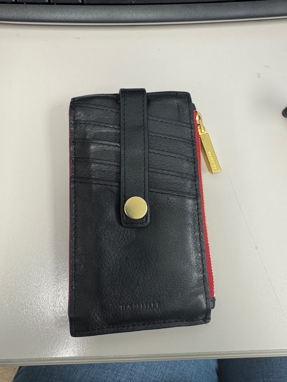 Hammitt 210 West Card Case Wallet in Black with Red Zip - Picture 2 of 7
